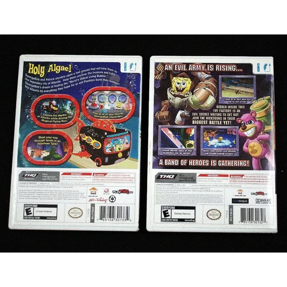 Nintendo Wii Spongebob Attack‎ of the Toybots &  Atlantis SquarePantis